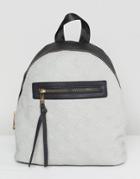 Yoki Fashion Quilted Backpack With Contrast Black Zip - Gray