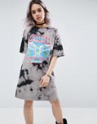 Asos Tie-dye T-shirt Dress With Reckless Print - Multi