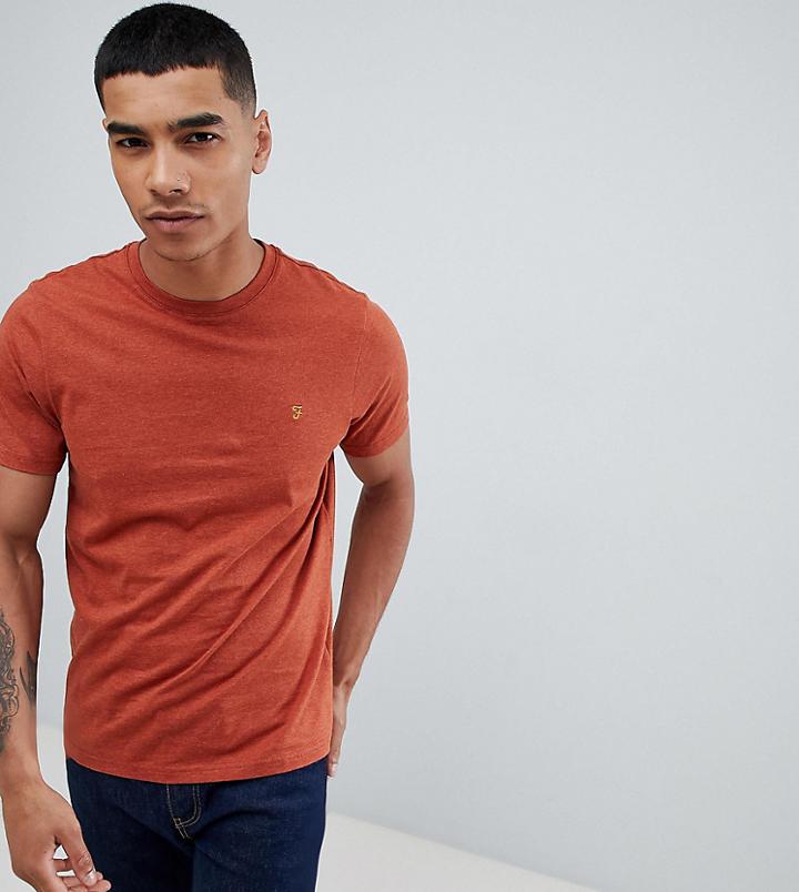 Farah Gloor Slim Fit Marl T-shirt In Rust - Red