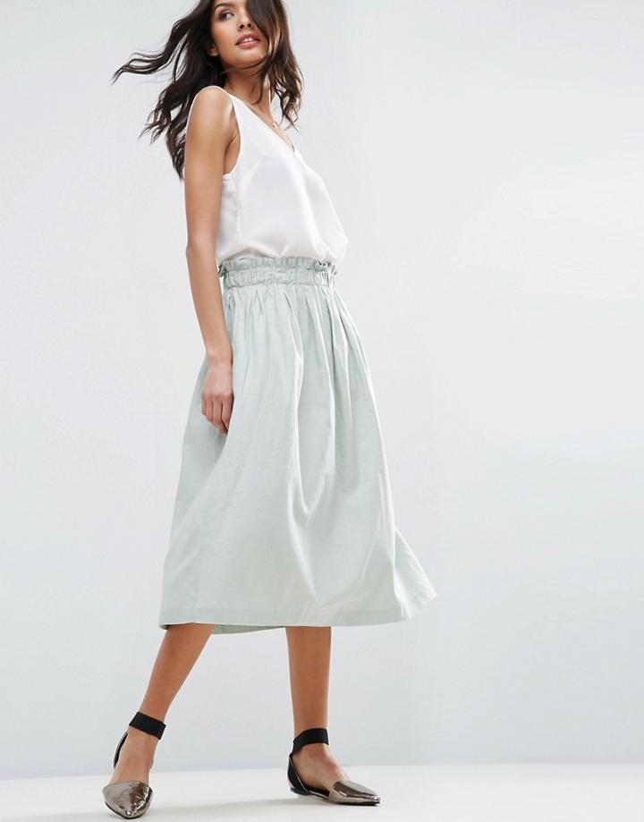 Asos Linen Prom Skirt - Green