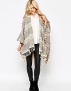 Oasis Knitted Stripe Wrap - Cream