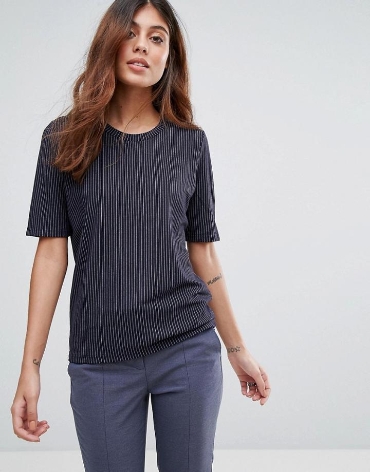Selected Reina Plissa Top - Navy