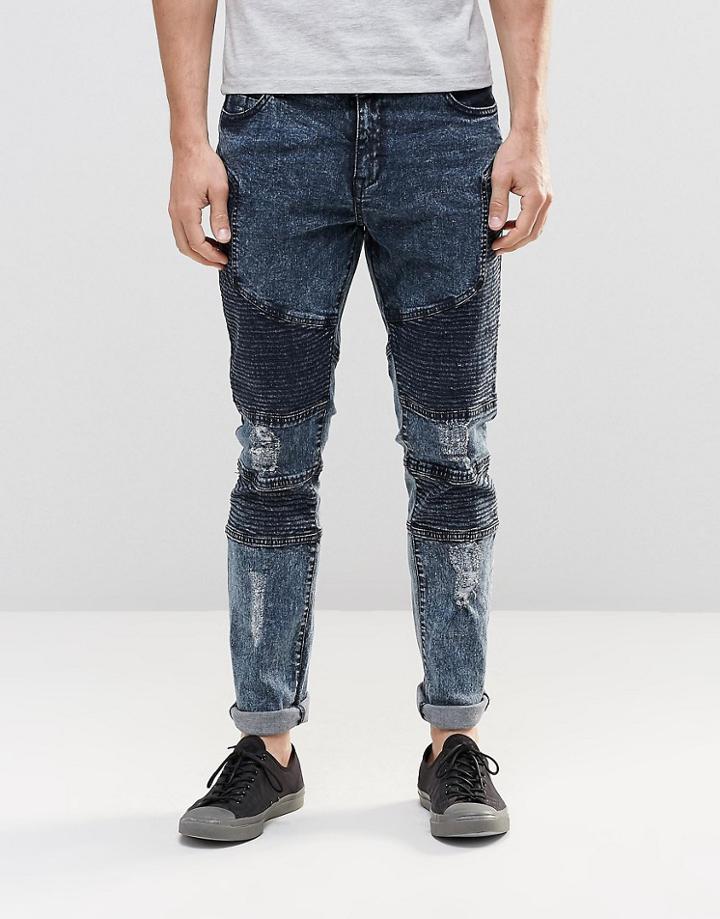Systvm Biker Jean Nickel Seep Distressed - Gray