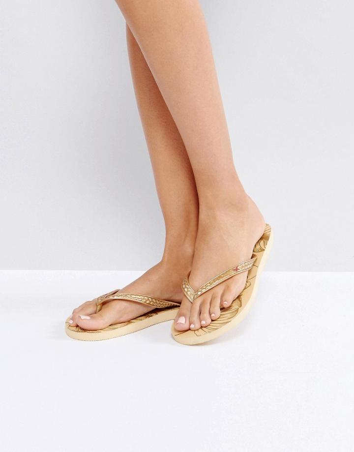Gandys Slim Line Flip Flops - Gold