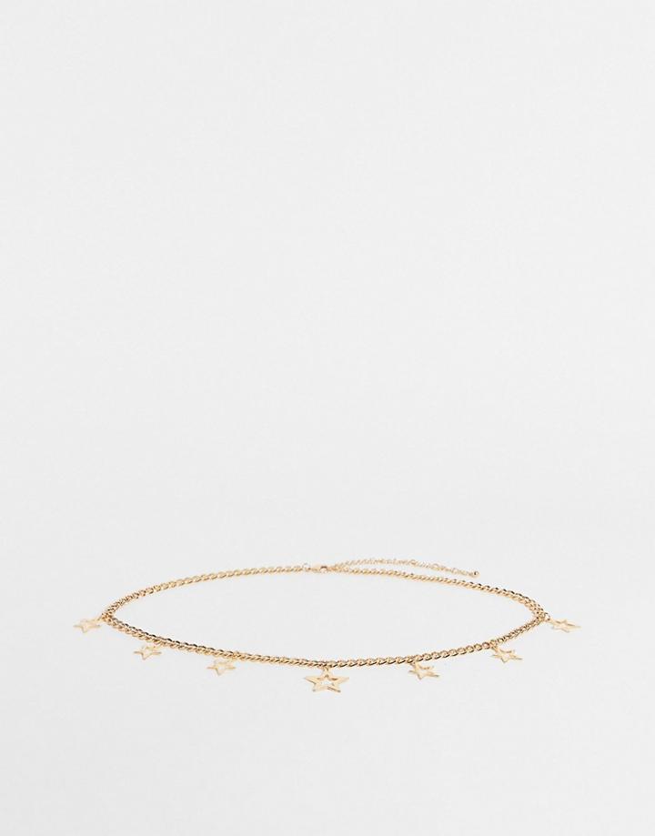 Asos Design Star Charm Chain Belt In Gold