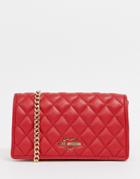 Love Moschino Quilted Shoulder Bag With Gold Chain Strap - Red