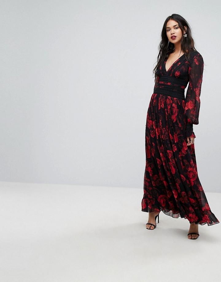 Forever New Column Maxi Dress In Rose Print - Multi
