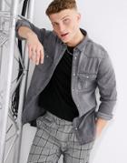 River Island Western Denim Shirt In Gray-grey