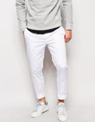 Asos Skinny Fit Smart Pants In Cotton Sateen - White