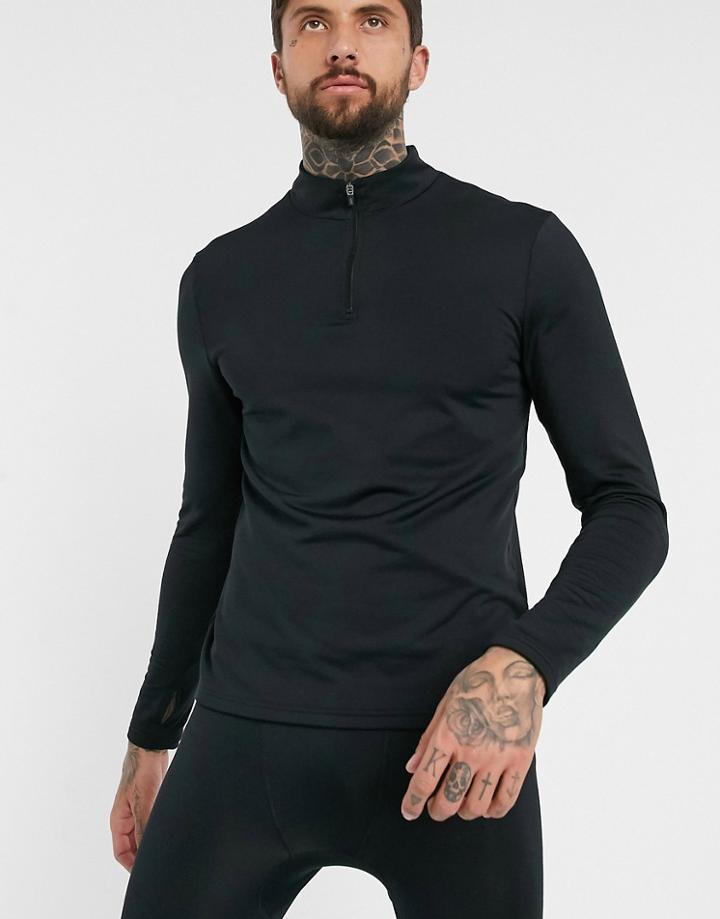 Asos 4505 Ski Base Layer Top With 1/4 Zip-black