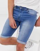 Apt Denim Shorts In White Light Wash Blue - Blue