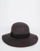 Asos Beekeeper Hat In Gray Felt With Wide Brim - Charcoal