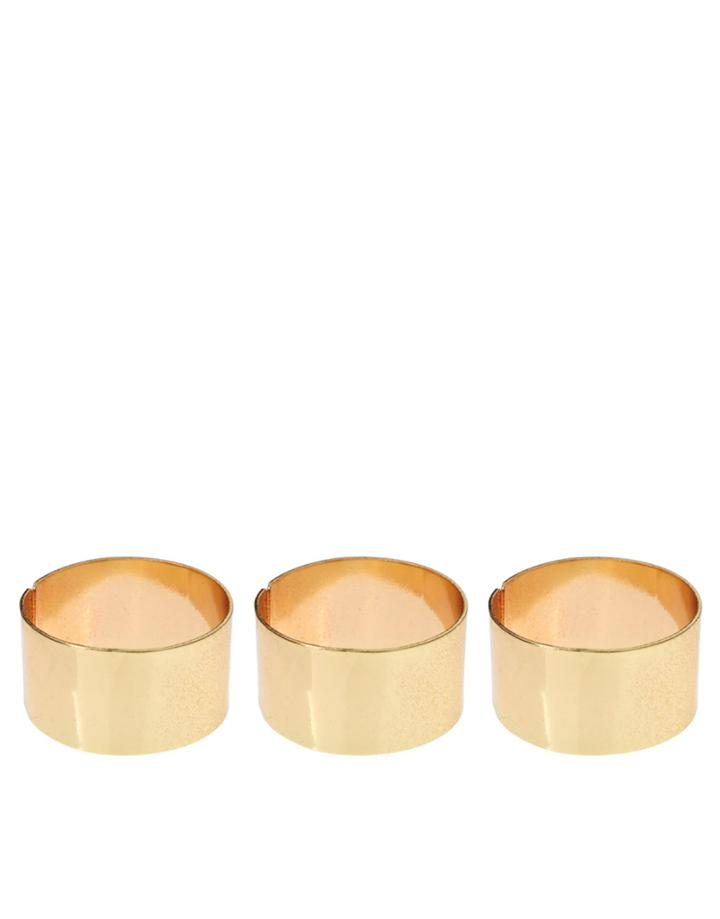 Asos Adjustable Pack Of Three Plain Band Rings