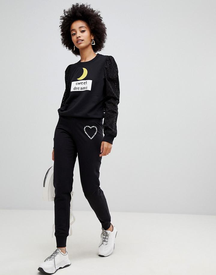 Love Moschino Logo Heart Jogger - Black