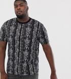 Asos Design Plus Relaxed T-shirt With All Over Paisley Print-navy