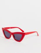 Topshop Pointed Cateye Sunglasses-red