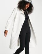 Amy Lynn Formal Pu Trench Coat In Off White