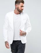 Asos Skinny Blazer In White Cotton - White