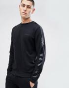 D-struct Crew Neck Sweat With Satin Arm Stripe - Black