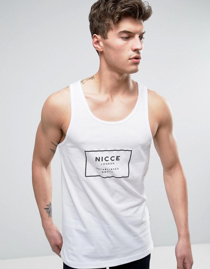 Nicce London Tank In White With Box Logo - White