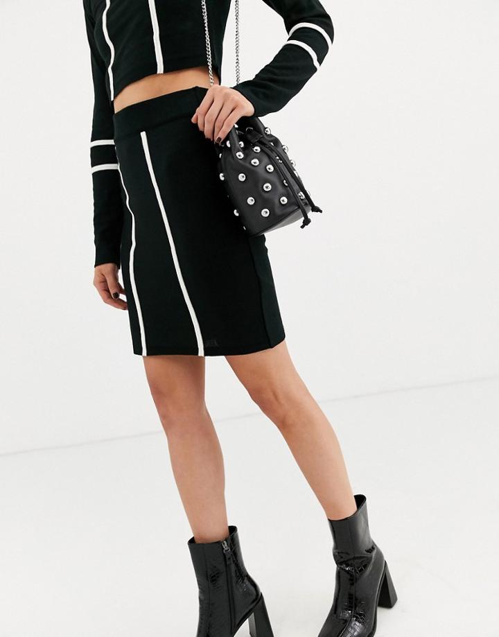 Asos Design Two-piece Knit Mini Skirt With Tipping Detail-multi