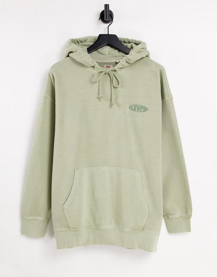 Levi's Split Collar Hoodie With Logo In Tea Green