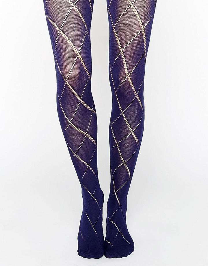 Asos Diamond Pelerine Tights - Navy