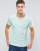 Tommy Hilfiger T-shirt With Rolled Neck In Green In Regular Fit - Green Mist