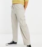 Reclaimed Vintage Inspired 00's Low Rise Nylon Cargo Pants In Stone-white