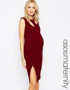 Asos Maternity Textured Body-conscious Dress With Curve Cut Out - Black
