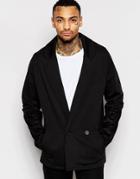 Asos Longline Oversized Jersey Blazer With Faux Suede Panels - Black