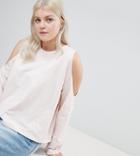 Asos Design Curve Sweatshirt With Cold Shoulder - Pink