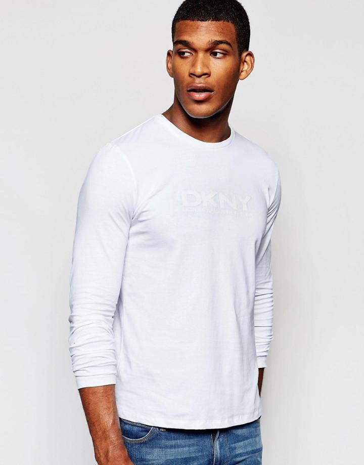 Dkny Long Sleeve T-shirt Rubber Print - White