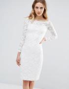 Ichi Lace Bardot Bodycon Dress - White