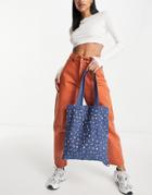 Asos Design Denim Shopper Bag In Zodiac Print-blue