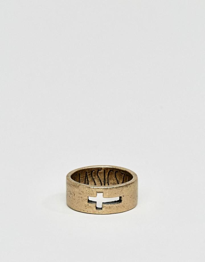 Classics 77 Burnished Cross Band Ring In Gold