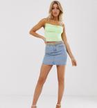 Liquor N Poker Raw Hem Mini Skirt With Rhinestone Belt - Blue