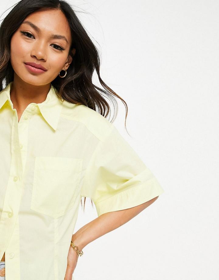 Mango Short Sleeve Poplin Shirt In Yellow - Part Of A Set