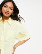 Mango Short Sleeve Poplin Shirt In Yellow - Part Of A Set