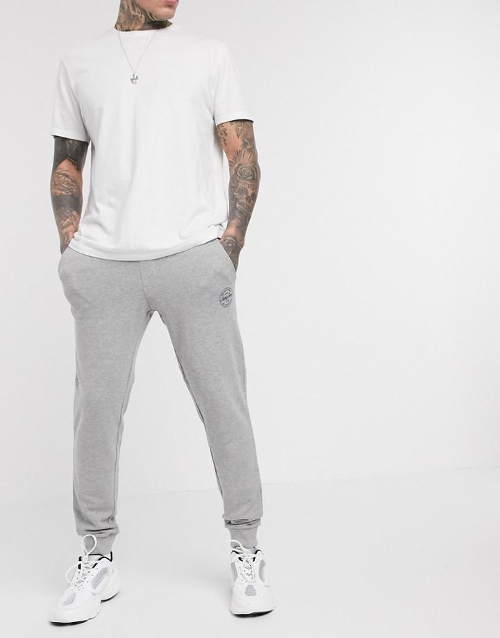 Jack & Jones Originals Badge Logo Sweat Sweatpants In Light Gray-grey