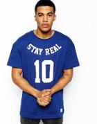 A Question Of T-shirt With Stay Real Print - Blue