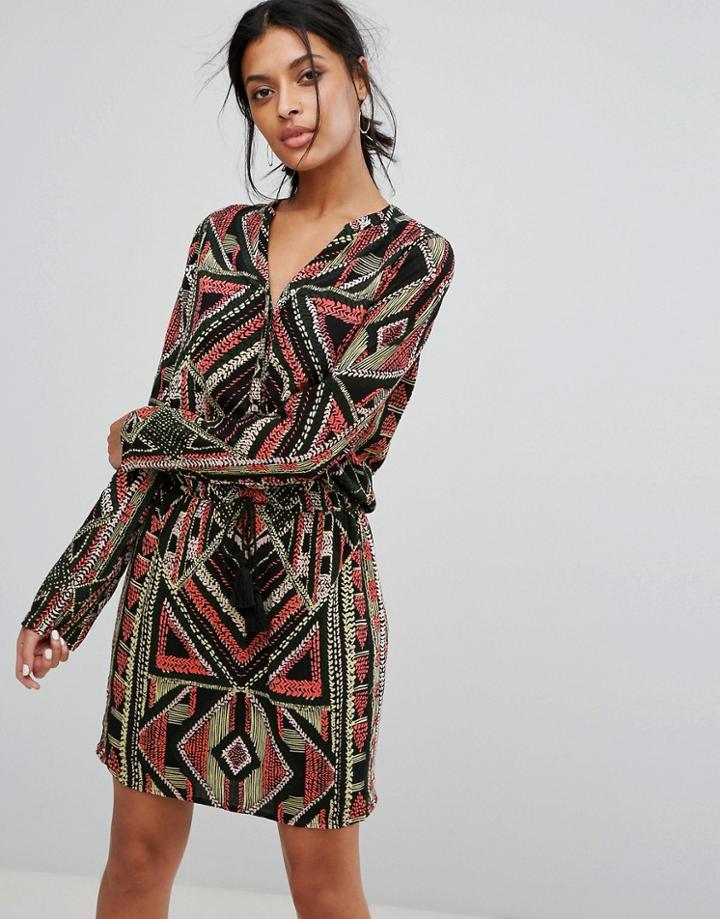 Vero Moda Printed V Neck Dress - Multi