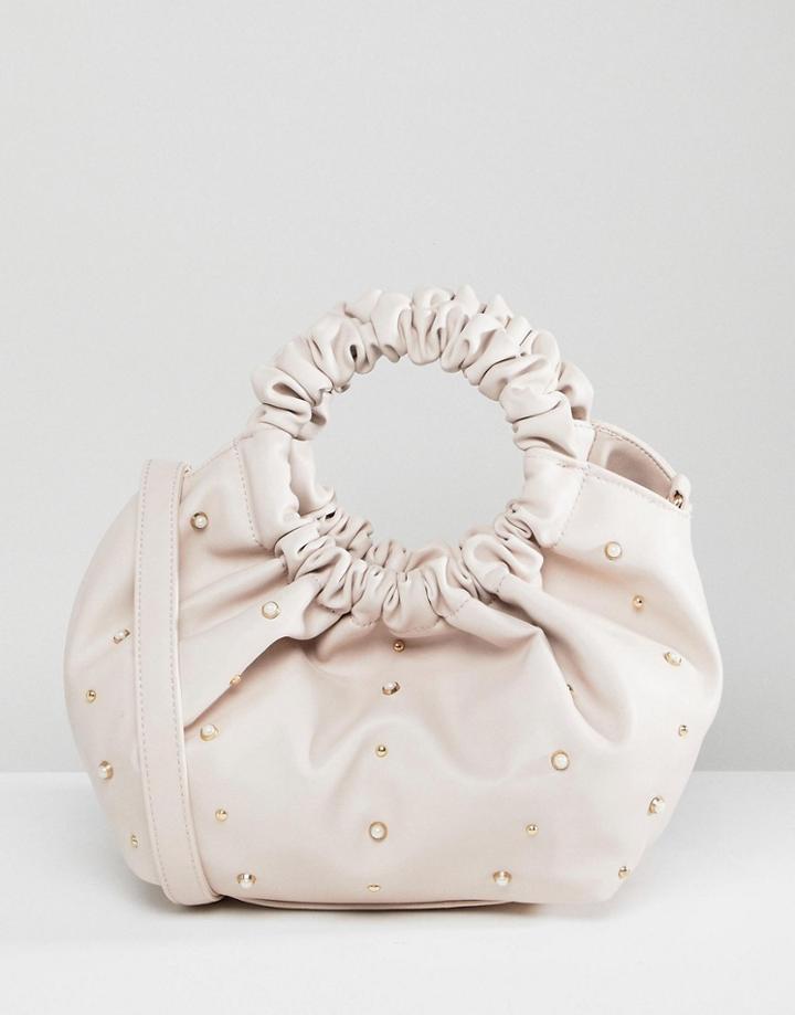 Oh My Gosh Accessories Ruched Pearl Detail Tote Bsg - Pink