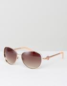 Kurt Geiger Sunglasses In Shiny Rose Gold - Gold