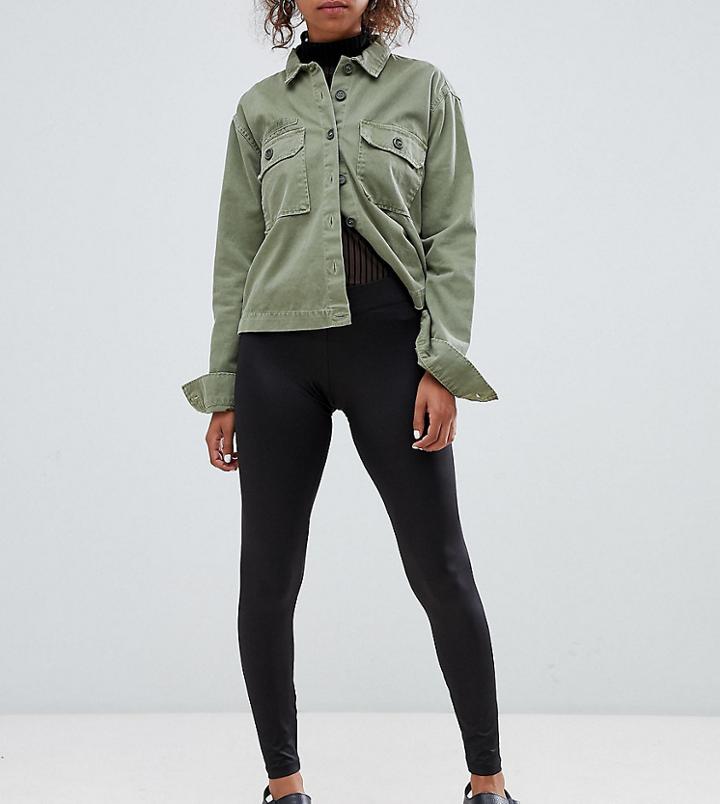 Noisy May Petite Leather Look Legging - Black