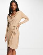 Ted Baker Neyda Wrap Dress In Camel-brown