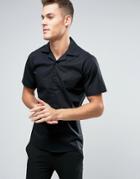 Only & Sons Skinny Short Sleeve Revere Collar Smart Shirt - Black