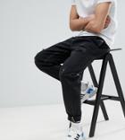 Asos Design Tall Double Pleat Jeans In Washed Black With Rips - Black