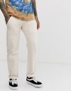 Asos Design Original Fit Carpenter Jeans In Ecru-white