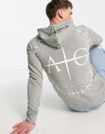 Avant Garde Back Print Hoodie In Mid Gray